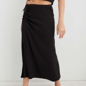 Aerie The Beachwalk Ribbed Cotton Blend Midi Skirt Small